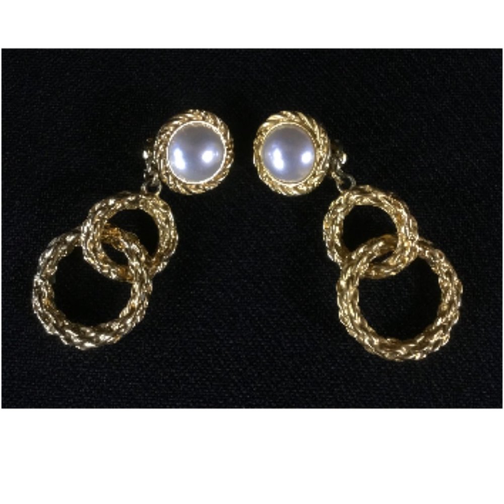 Vintage Clip On  'Pearl' Drop Earrings